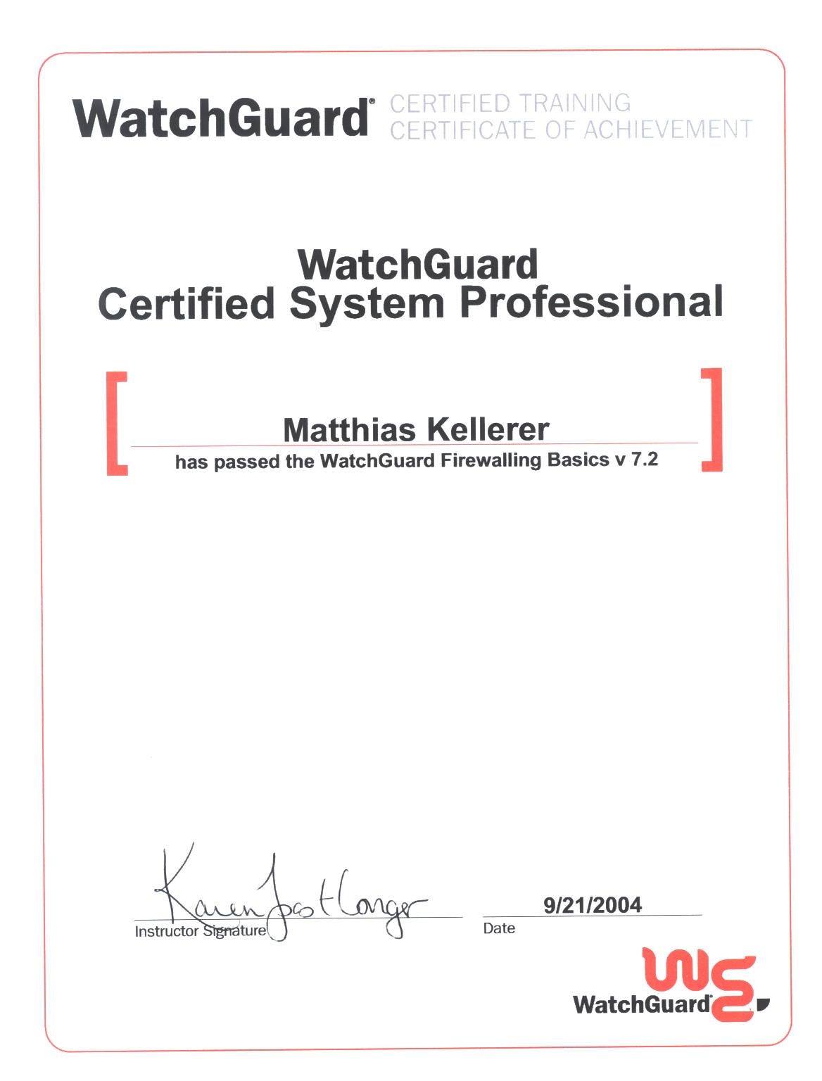Watchguard Certified System Professional 7.2
